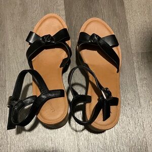 Black Women's chunky wedge high heel